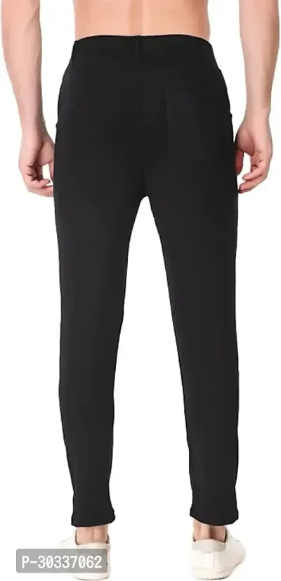 Mevan Comfortable Black Polyester Spandex Regular Track Pants For Men-thumb2