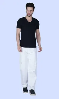 Stylish White Denim Solid Mid-Rise Jeans For Men-thumb2