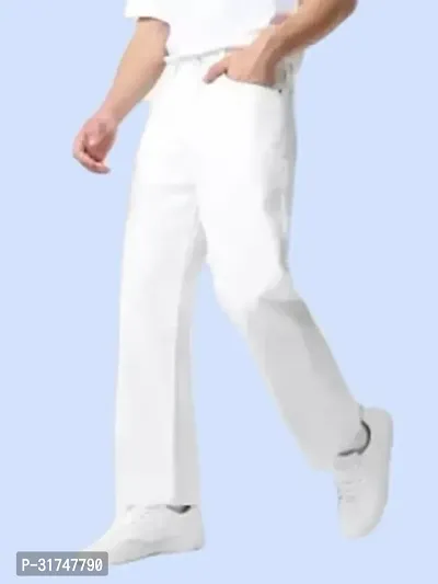 Stylish White Denim Solid Mid-Rise Jeans For Men-thumb4