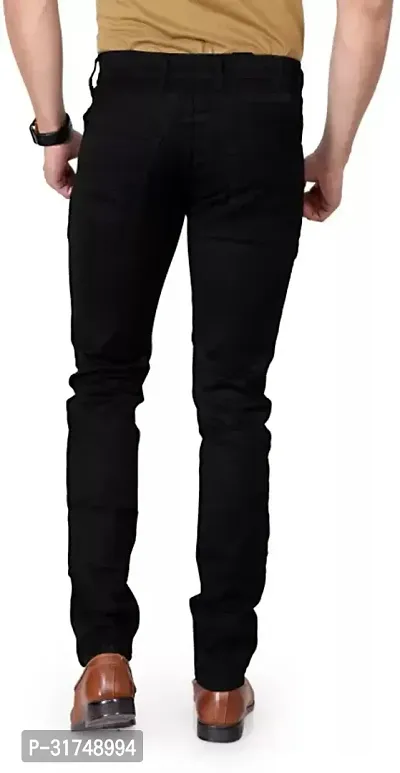 Stylish Black Cotton Blend Solid Mid-Rise Jeans For Men-thumb2