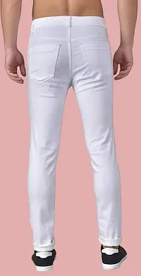 Stylish White Denim Solid Mid Rise Jeans For Men-thumb1