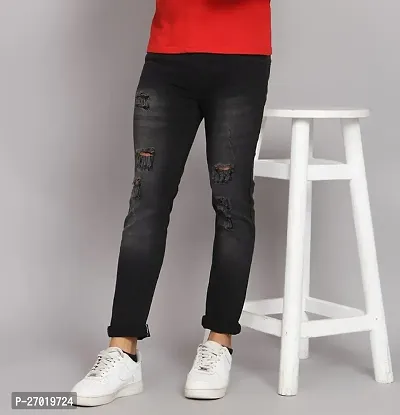 Stylish Cotton Blend Slim Fit Jeans For Men-thumb0