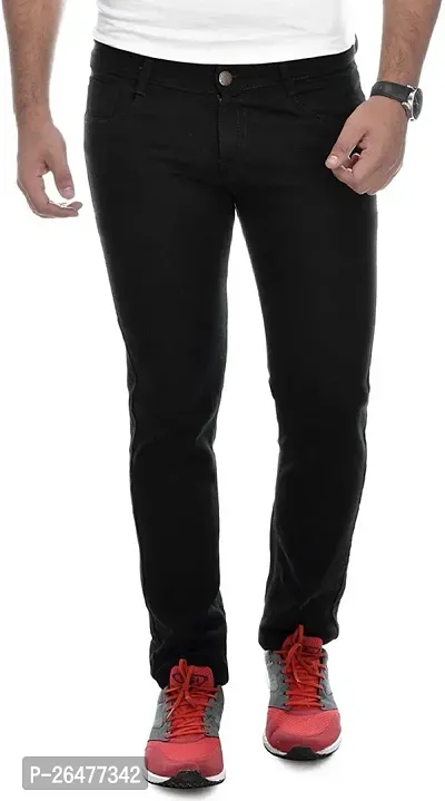 Stylish Black Denim Mid-Rise Jeans For Men