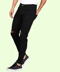 Stylish Black Cotton Blend Mid-Rise Jeans For Men-thumb2