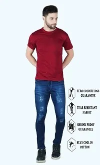 Stylish Blue Cotton Blend Solid Mid-Rise Jeans For Men-thumb2