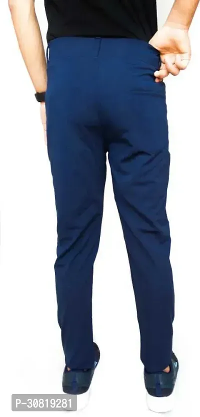 Mevan Stylish Blue Polyester Solid Regular Fit Trouser For Men-thumb2