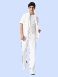 Stylish White Denim Solid Mid-Rise Jeans For Men-thumb2