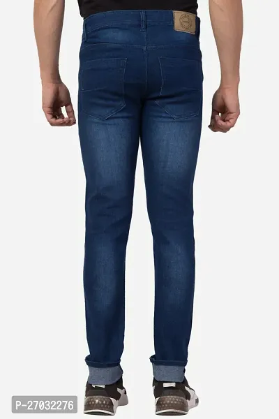 Classic Blue Polycotton Solid Jeans For Men-thumb2