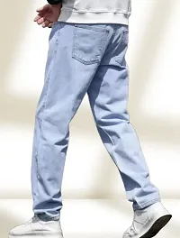 Stylish Light Blue Denim Solid Regular Fit Jeans For Men-thumb1