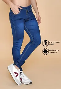 Classic Blue Denim Solid Jeans For Men-thumb1