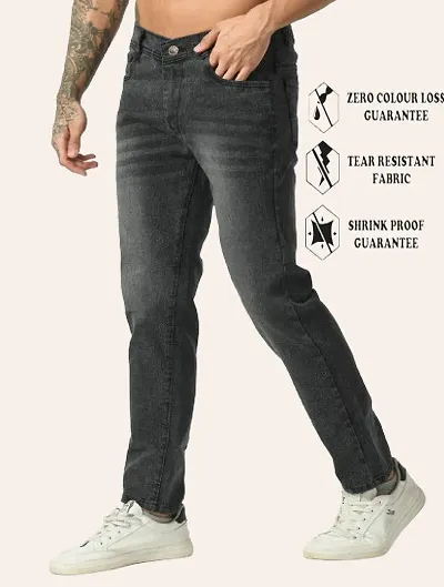 Stylish Cotton Blend Solid Mid-Rise Jeans For Men