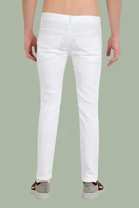 Stylish White Solid Regular Fit Denim Jeans For Men-thumb1