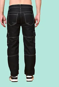 Stylish Black Denim Solid Jeans For Men-thumb1