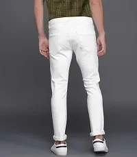 Stylish White Cotton Blend Mid-Rise Jeans For Men-thumb1