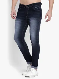 Classic Blue Cotton Blend Solid Jeans For Men-thumb2