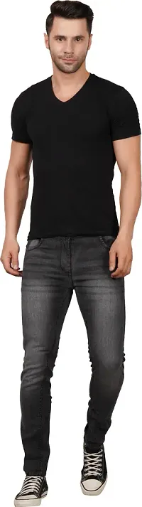 Stylish Cotton Blend Slim Fit Jeans For Men-thumb2