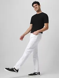 Stylish White Denim Solid Regular Fit Jeans For Men-thumb3