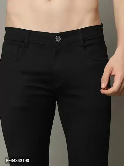 Stylish Black Denim Solid Jeans For Men-thumb3