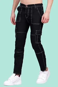 Stylish Black Denim Solid Jeans For Men-thumb2