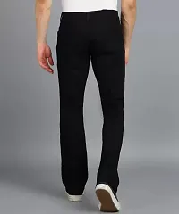 Stylish Black Denim Solid Mid Rise Jeans For Men-thumb1