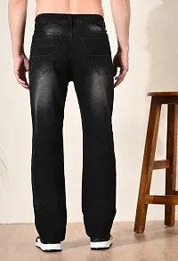 Stylish Black Denim Solid Mid-Rise Jeans For Men-thumb1