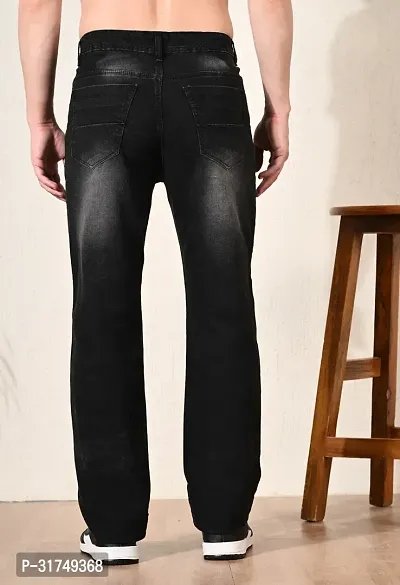 Stylish Black Denim Solid Mid-Rise Jeans For Men-thumb2