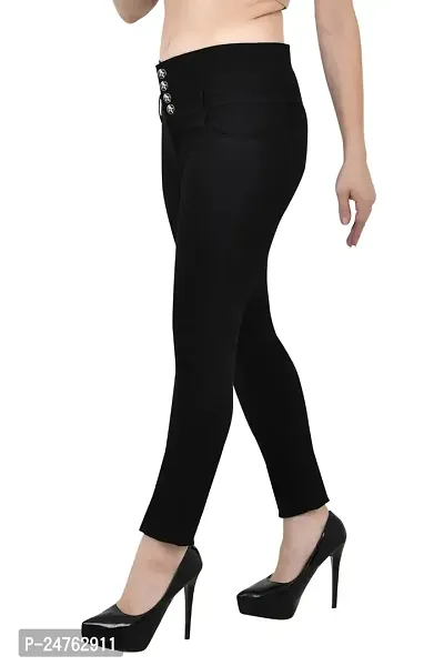 COMFITS Women Black Plain Jeans 4 Buttons Slim fit (30)-thumb3