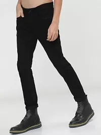 Stylish Black Cotton Blend Solid Mid-Rise Jeans For Men-thumb2