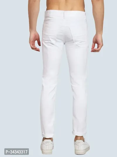 Stylish White Denim Solid Jeans For Men-thumb2