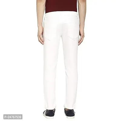 COMFITS Men's Formal  Casual White Plain Jeans (30)
