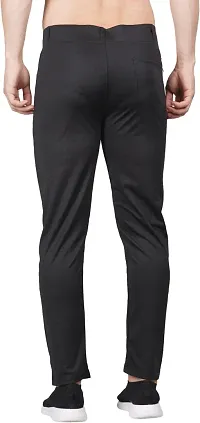 Mevan Stylish Black Lycra Blend Solid Regular Fit Trouser For Men-thumb1