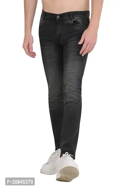 Stylish Grey Cotton Blend Solid Mid-Rise Jeans For Men-thumb0