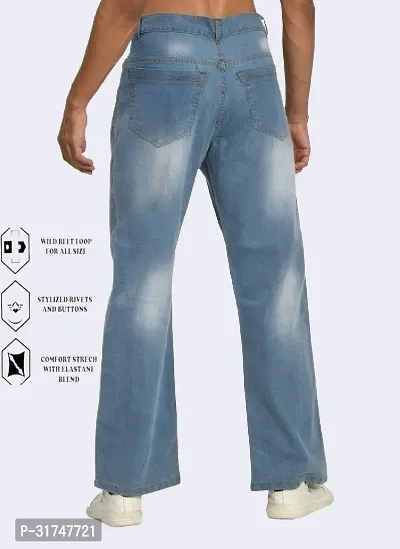 Stylish Blue Cotton Blend Solid Mid-Rise Jeans For Men-thumb2