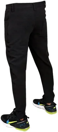 Mevan Stylish Black Cotton Blend Solid Regular Fit Trouser For Men-thumb1