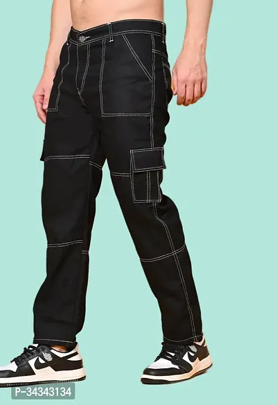 Stylish Black Denim Solid Jeans For Men-thumb3