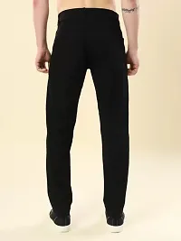 Stylish Black Denim Solid Mid-Rise Jeans For Men-thumb1