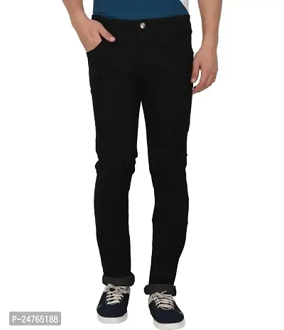 Black Stone Cotton Denim Black Casual Formal Jeans for Men (32, Black)