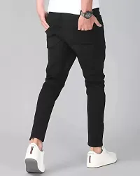 Elegant Black Denim Solid Mid-Rise Jeans For Men-thumb1