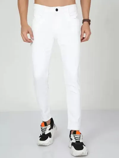 MEN KNEE SLIT WHITE JEANS