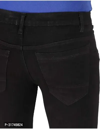 Stylish Black Cotton Blend Solid Mid-Rise Jeans For Men-thumb3