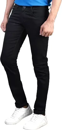 Stylish Black Cotton Blend Mid-Rise Jeans For Men-thumb2