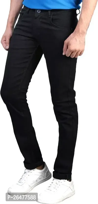 Stylish Black Cotton Blend Mid-Rise Jeans For Men-thumb3