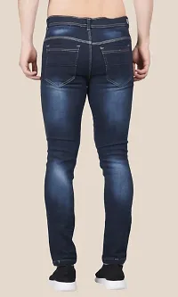 Stylish Blue Cotton Blend Solid Mid-Rise Jeans For Men-thumb1