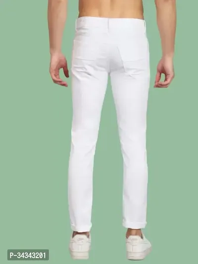 Stylish White Denim Solid Jeans For Men-thumb2