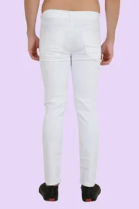 Stylish White Cotton Blend Solid Mid-Rise Jeans For Men-thumb1