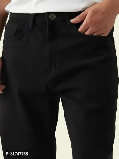 Stylish Black Cotton Blend Solid Mid-Rise Jeans For Men-thumb3