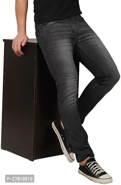 Stylish Cotton Blend Slim Fit Jeans For Men-thumb0