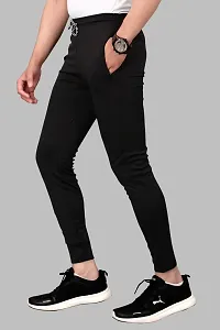 Mevan Comfortable Black Polyester Spandex Regular Track Pants For Men-thumb2