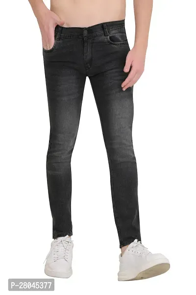 Stylish Grey Cotton Blend Solid Mid-Rise Jeans For Men-thumb0