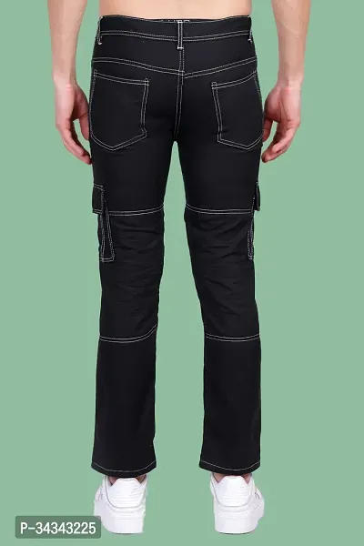 Stylish Black Denim Solid Jeans For Men-thumb2